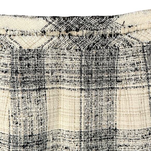 The Fold London Black Beige Tweed Plaid Midi Fringe Pencil Skirt Sz 8 US / 12 UK - Picture 6 of 9